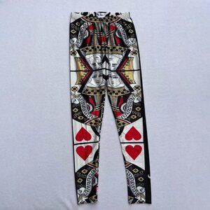 Queen of Hearts Cards Gambling Graphic Leggings Size M Funny Poker Casino